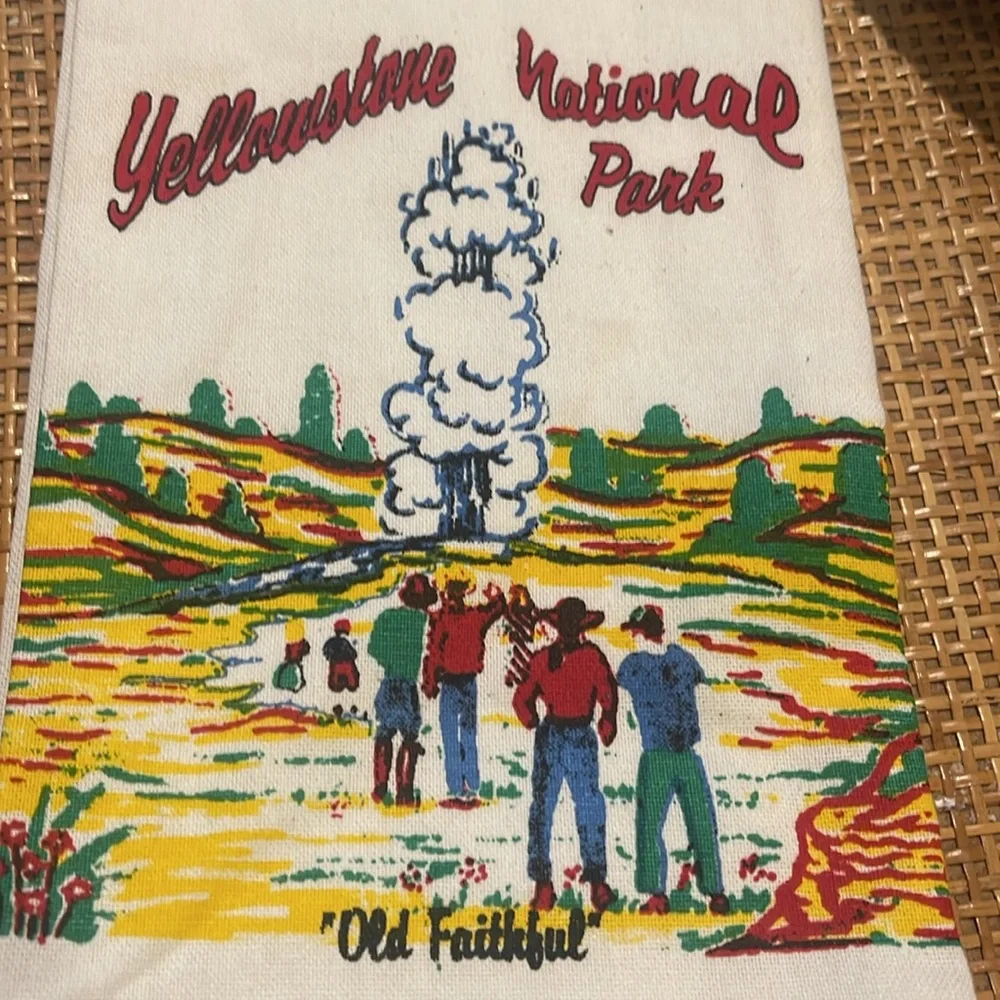 Retro Yellowstone National Park dishtowel